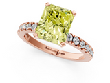 Rose gold Fancy Yellow Radiant  Diamond Pavé Band Solitaire with Four-Prong Setting_202