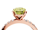 Rose gold Fancy Yellow Radiant  Diamond Pavé Band Solitaire with Four-Prong Setting_205
