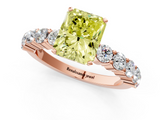 Rose gold Fancy Yellow Radiant  Diamond Pavé Band Solitaire with Four-Prong Setting_4