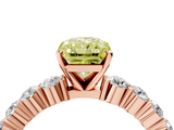Rose gold Fancy Yellow Radiant  Diamond Pavé Band Solitaire with Four-Prong Setting_7