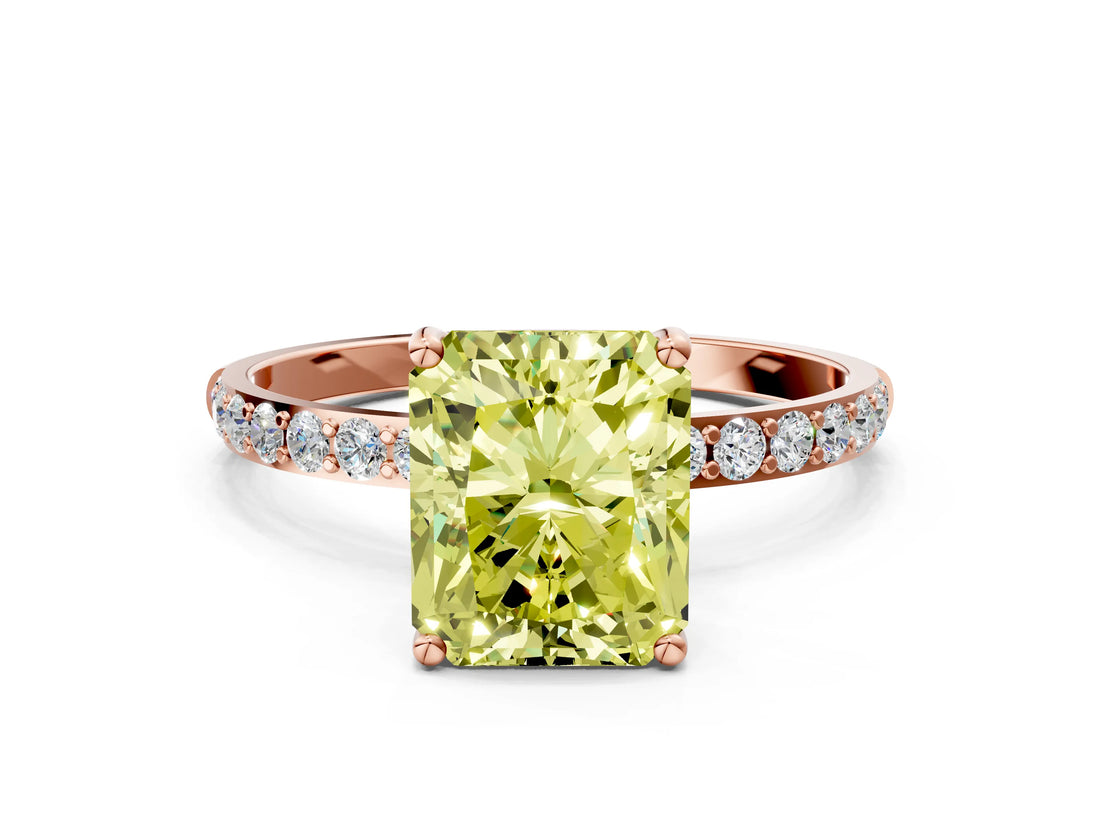 Rose gold Fancy Yellow Radiant  Diamond Pavé Band with Six-Prong Setting_27