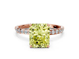 Rose gold Fancy Yellow Radiant  Diamond Pavé Band with Six-Prong Setting_27
