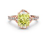 Rose gold Fancy Yellow Radiant  Diamond Pave Band with Floral Prong Setting_27