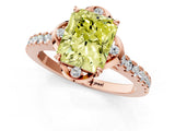 Rose gold Fancy Yellow Radiant  Diamond Pave Band with Floral Prong Setting_28