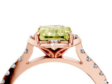 Rose gold Fancy Yellow Radiant  Diamond Pave Band with Floral Prong Setting_31
