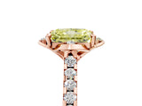 Rose gold Fancy Yellow Radiant  Diamond Pave Band with Floral Prong Setting_32