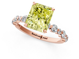 Rose gold Fancy Yellow Radiant  Diamond Prong Set Engagement Ring with Pave Band_205