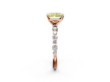 Rose gold Fancy Yellow Radiant  Diamond Prong Set Engagement Ring with Pave Band_206