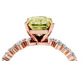 Rose gold Fancy Yellow Radiant  Diamond Prong Set Engagement Ring with Pave Band_208