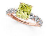 Rose gold Fancy Yellow Radiant  Diamond Prong Setting with Side Stones on a Pave Band_135