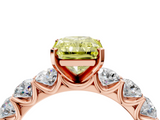 Rose gold Fancy Yellow Radiant  Diamond Prong Setting with Side Stones on a Pave Band_137