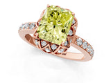 Rose gold Fancy Yellow Radiant  Diamond Solitaire Ring with Shared Prong Pavé Band_55