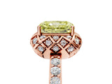 Rose gold Fancy Yellow Radiant  Diamond Solitaire Ring with Shared Prong Pavé Band_59