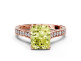Rose gold Fancy Yellow Radiant  Diamond Solitaire with Pave Band and Six-Prong Setting_20