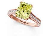 Rose gold Fancy Yellow Radiant  Diamond Solitaire with Pave Band and Six-Prong Setting_21