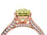 Rose gold Fancy Yellow Radiant  Diamond Solitaire with Pave Band and Six-Prong Setting_24