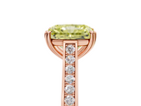 Rose gold Fancy Yellow Radiant  Diamond Solitaire with Pave Band and Six-Prong Setting_25