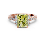 Rose gold Fancy Yellow Radiant  Diamond Three-Stone Pave Band with Four-Prong Setting_20