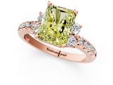 Rose gold Fancy Yellow Radiant  Diamond Three-Stone Pave Band with Four-Prong Setting_21
