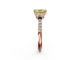 Rose gold Fancy Yellow Radiant  Diamond Three-Stone Pave Band with Four-Prong Setting_22