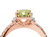 Rose gold Fancy Yellow Radiant  Diamond Three-Stone Pave Band with Four-Prong Setting_24