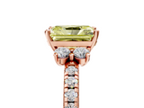 Rose gold Fancy Yellow Radiant  Diamond Three-Stone Pave Band with Four-Prong Setting_25