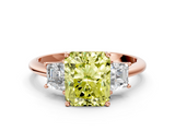 Rose gold Fancy Yellow Radiant  Diamond Three-Stone Ring with Trapezoid Side Stones and Prong Setting_17