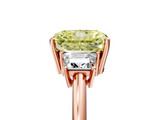 Rose gold Fancy Yellow Radiant  Diamond Three-Stone Ring with Trapezoid Side Stones and Prong Setting_22