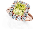 Rose gold Fancy Yellow Radiant  Halo Cluster Diamond Engagement Ring with Prong Setting and Polished Band_88