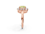 Rose gold Fancy Yellow Radiant  Halo Cluster Diamond Engagement Ring with Prong Setting and Polished Band_89