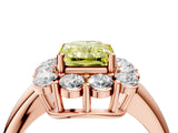 Rose gold Fancy Yellow Radiant  Halo Cluster Diamond Engagement Ring with Prong Setting and Polished Band_91