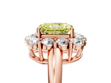 Rose gold Fancy Yellow Radiant  Halo Cluster Diamond Engagement Ring with Prong Setting and Polished Band_92