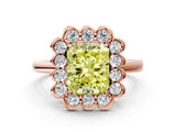 Rose gold Fancy Yellow Radiant  Halo Cluster Diamond Engagement Ring with Solitaire Band and Prong Setting_49