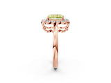 Rose gold Fancy Yellow Radiant  Halo Cluster Diamond Engagement Ring with Solitaire Band and Prong Setting_51