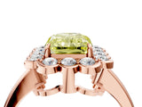 Rose gold Fancy Yellow Radiant  Halo Cluster Diamond Engagement Ring with Solitaire Band and Prong Setting_53
