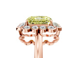 Rose gold Fancy Yellow Radiant  Halo Cluster Diamond Engagement Ring with Solitaire Band and Prong Setting_54