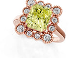 Rose gold Fancy Yellow Radiant  Halo Diamond Cluster Engagement Ring with Milgrain Bezel Setting and Solitaire Band_76