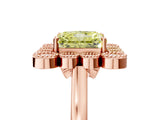 Rose gold Fancy Yellow Radiant  Halo Diamond Cluster Engagement Ring with Milgrain Bezel Setting and Solitaire Band_80
