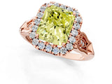 Rose gold Fancy Yellow Radiant  Halo Diamond Engagement Ring with Filigree Band and Four-Prong Setting_95