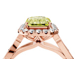 Rose gold Fancy Yellow Radiant  Halo Diamond Engagement Ring with Filigree Band and Four-Prong Setting_98