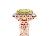 Rose gold Fancy Yellow Radiant  Halo Diamond Engagement Ring with Filigree Band and Four-Prong Setting_99