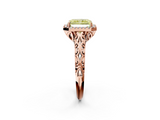 Rose gold Fancy Yellow Radiant  Halo Diamond Engagement Ring with Intricate Filigree Band and Four-Prong Setting_56