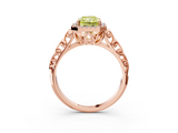 Rose gold Fancy Yellow Radiant  Halo Diamond Engagement Ring with Intricate Filigree Band and Four-Prong Setting_57