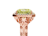 Rose gold Fancy Yellow Radiant  Halo Diamond Engagement Ring with Intricate Filigree Band and Four-Prong Setting_59