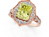 Rose gold Fancy Yellow Radiant  Halo Diamond Engagement Ring with Milgrain Band and Four-Prong Setting_55