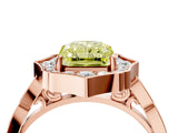 Rose gold Fancy Yellow Radiant  Halo Diamond Engagement Ring with Milgrain Band and Four-Prong Setting_58