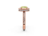 Rose gold Fancy Yellow Radiant  Halo Diamond Engagement Ring with Milgrain Pave Band and Four-Prong Setting_53