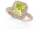 Rose gold Fancy Yellow Radiant  Halo Diamond Engagement Ring with Pavé Band and Four-Prong Setting_58