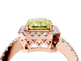 Rose gold Fancy Yellow Radiant  Halo Diamond Engagement Ring with Pavé Band and Four-Prong Setting_61