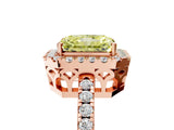 Rose gold Fancy Yellow Radiant  Halo Diamond Engagement Ring with Pavé Band and Four-Prong Setting_62
